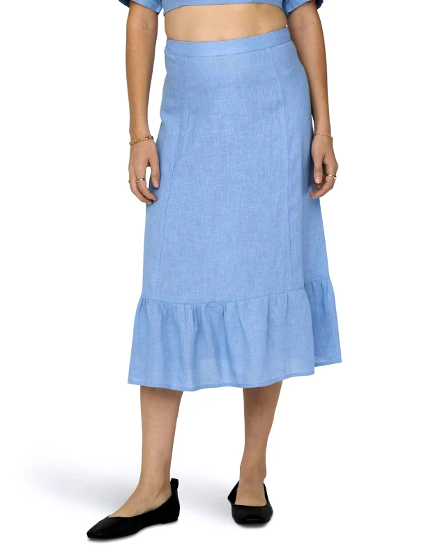 ONLY ONLY FEB ONLTOKYO HW LINEN BLEND LONG SKIRT PNT 15314295-Blissful Blue LightBlue