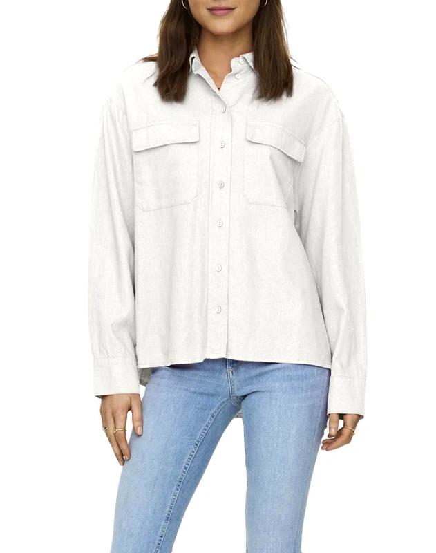 ONLY ONLY MAR ONLCARO L/S OVS LINEN BL SHIRT CC PNT 15278795-Cloud Dancer White