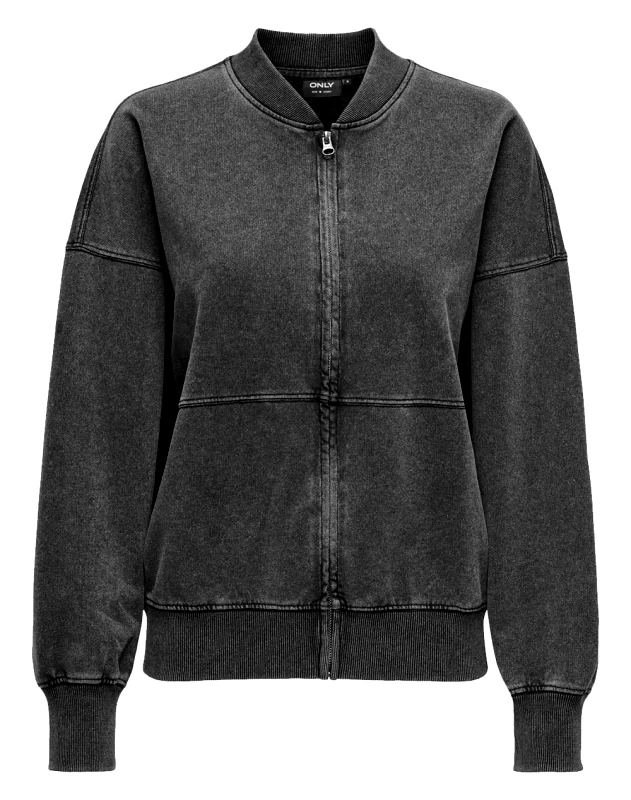 ONLY ONLY ONLWRENLEY L/S ZIP BOMBER SWT 15333986-BLACK JetBlack