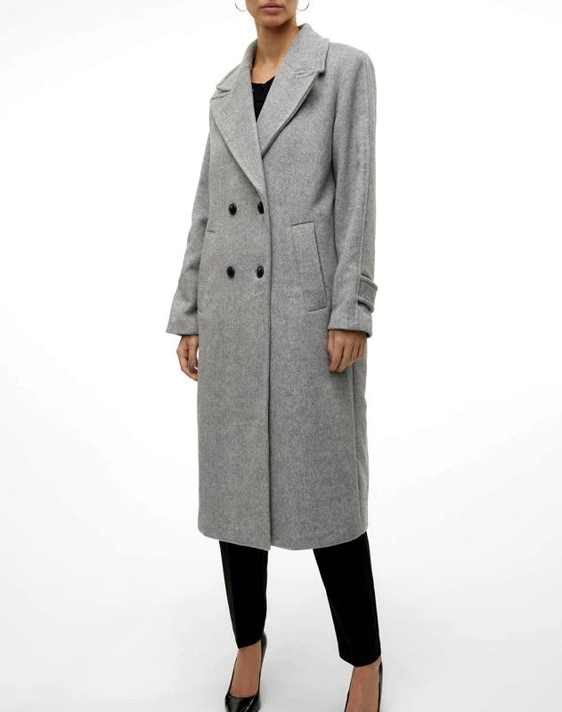 VERO MODA VERO MODA VMNANNA LONG WOOL COAT GA PRM 10315047-Light Grey Melange LightGray