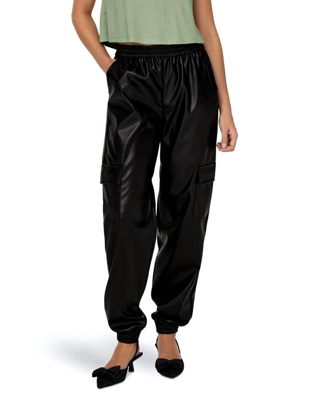 ONLY ONLY ONLFADUMA-TANA MW FAUX LEA CARGO CC PNT 15325118-BLACK Black