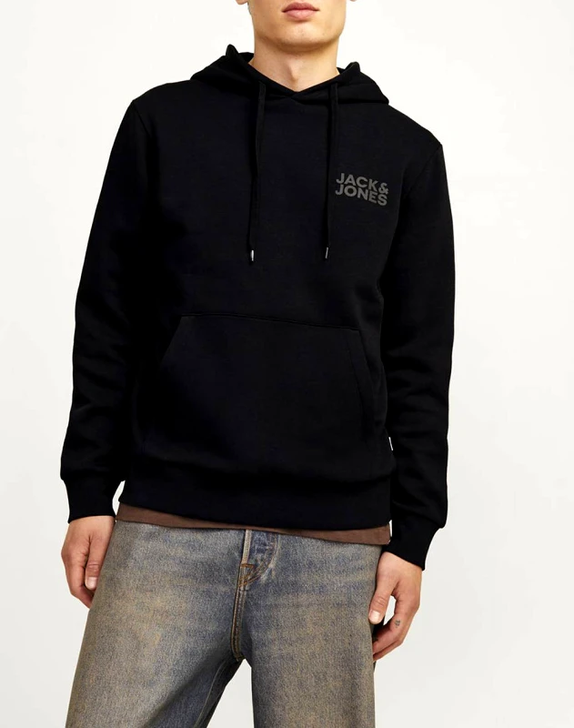 JACK&JONES JACK&JONES ΜΠΛΟΥΖΑ ΦΟΥΤΕΡ JJECORP LOGO SWEAT HOOD NOOS 12152840-BlackSmall Print/ Black TotalBlack