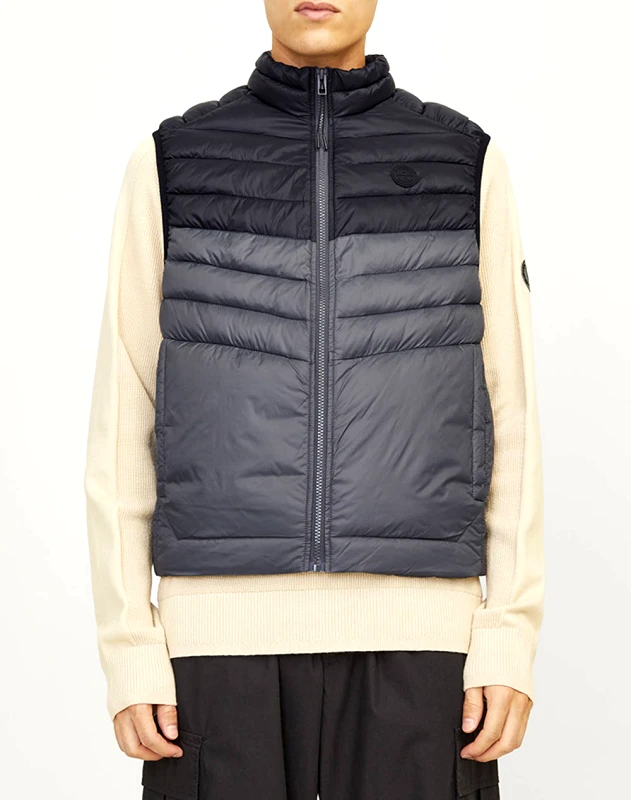 JACK&JONES JACK&JONES JJESPRINT BODYWARMER COLLAR NOOS 12258457-AsphaltBLACK BLOCKING DarkGray