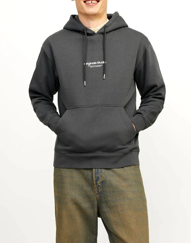 JACK&JONES JACK&JONES JORVESTERBRO SWEAT HOOD 12241687-Iron Gate DarkGray