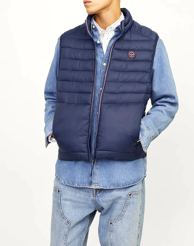 JACK&JONES JACK&JONES JJESPRINT BODYWARMER COLLAR NOOS 12258457-Navy BlazerTRUE RED STITCHES NavyBlue