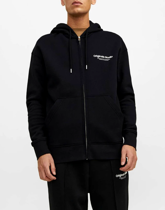 JACK&JONES JACK&JONES JORVESTERBRO SWEAT ZIP HOOD NOOS 12241691-BLACK Black