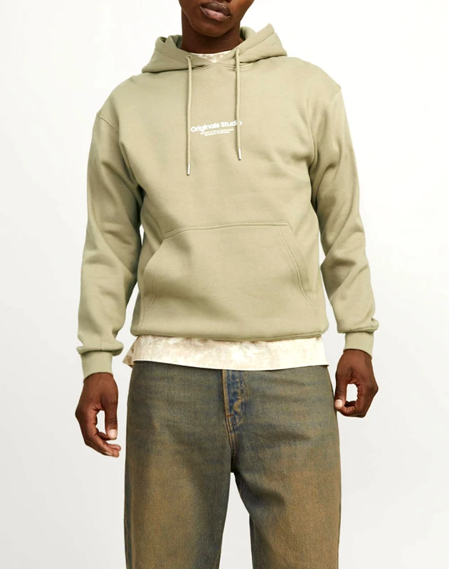 JACK&JONES JACK&JONES JORVESTERBRO SWEAT HOOD 12241687-Silver Sage Ivory
