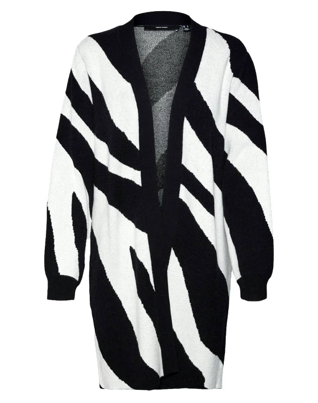 VERO MODA VERO MODA VMNANCY LS OPEN CARDIGAN BOO 10310777-BlackW. BIRCH ANIMAL PRINT Multi