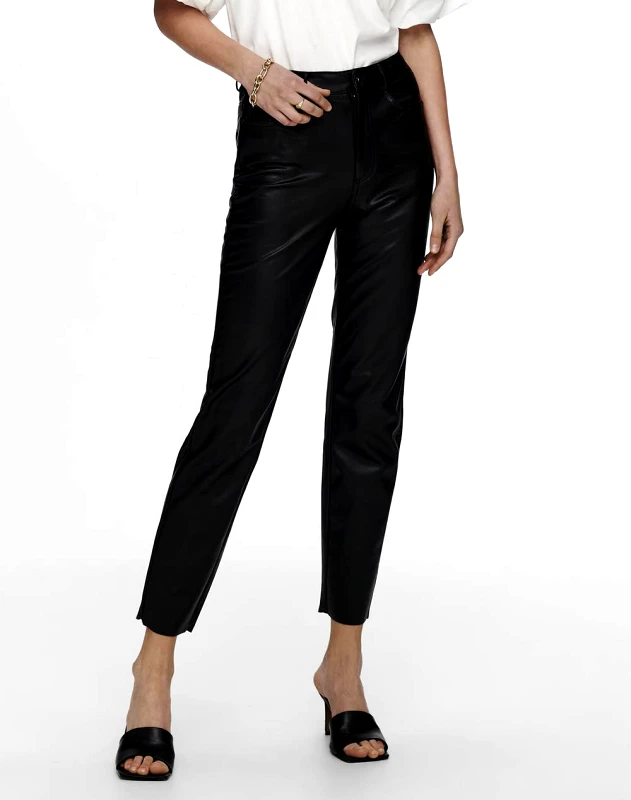 ONLY ONLY ONLEMILY HW ST ANK FAUX LEATHER PNT NOOS 15209293-BLACK Black