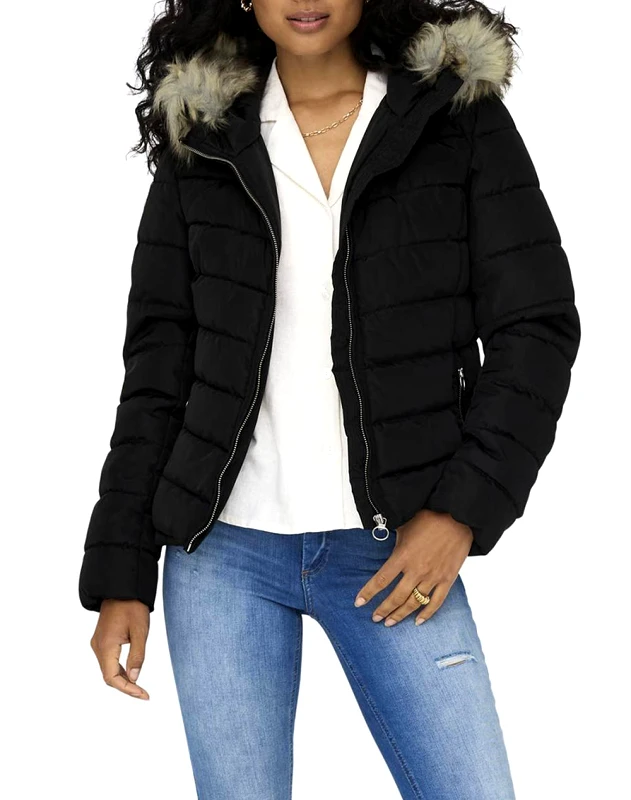 ONLY ONLY ONLELLAN QUILT HOOD JACKET LIFE OTW 15300254-Black Black