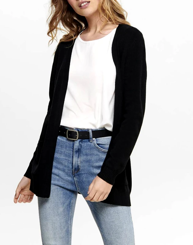 ONLY ONLY ONLLESLY L/S OPEN CARDIGAN KNT NOOS 15174274-BLACK Black