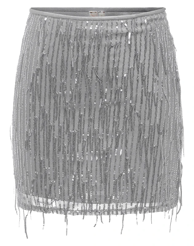 ONLY ONLY ONLSPACY SHORT SEQUINS SKIRT WVN 15305742-Vapor Blue MetallicSilver