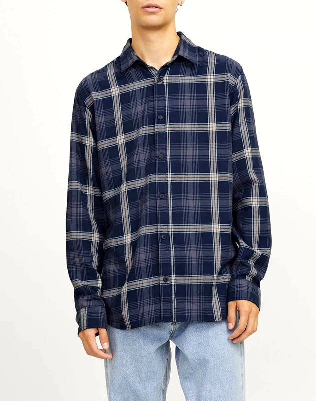 JJ REBEL JJ REBEL JREBCHASE CHECK SHIRT LS 12266775-Sky Captain DarkBlue