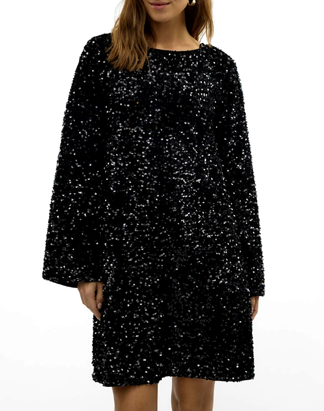 VERO MODA VERO MODA VMETTA LS BOATNECK SHORT DRESS JRS PRM 10317153-BLACK Black