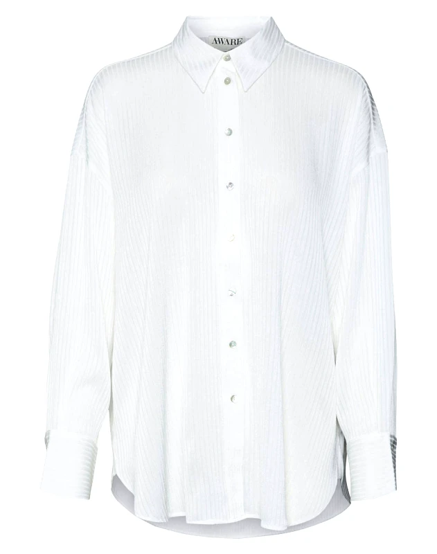 AWARE BY VERO MODA AWARE BY VERO MODA VMNANETTE RELAXED LS SHIRT VMA 10318218-Snow White White