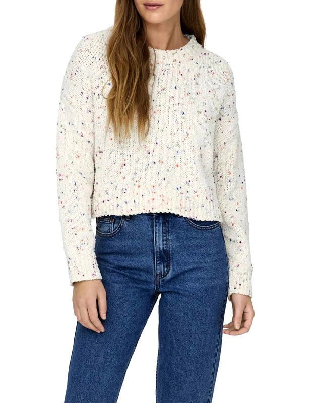 ONLY ONLY ONLGRACIE LS O-NECK KNT 15306545-Cloud Dancer Ecru