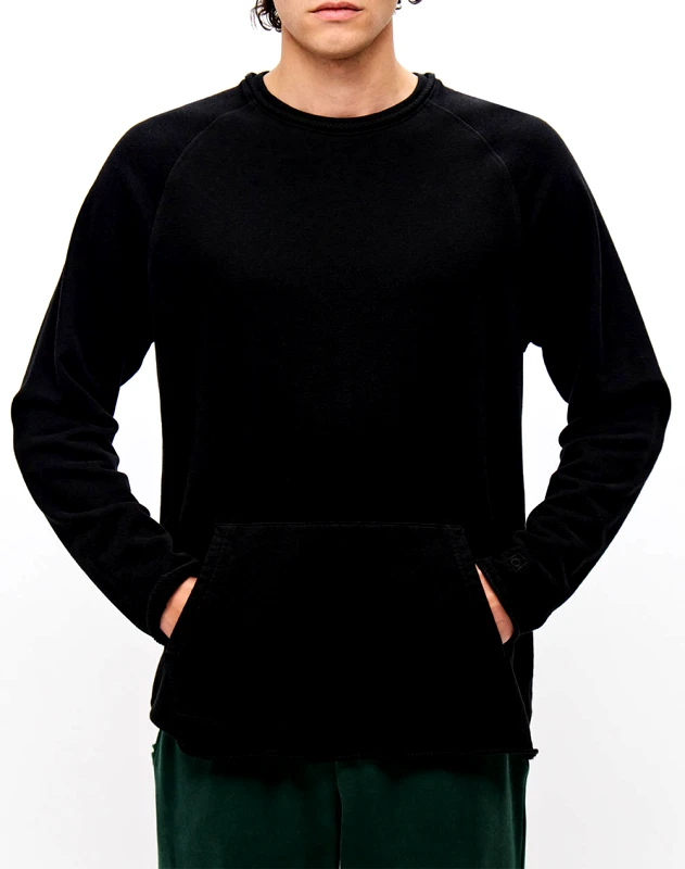 DIRTY LAUNDRY DIRTY LAUNDRY RAGLAN CREWNECK WITH RAW EDGES DLMC000143-BLACK Black
