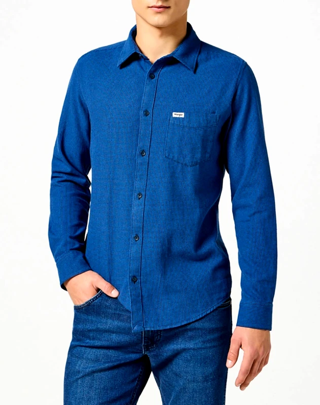 WRANGLER WRANGLER 1 PKT FLANNEL SHIRT 112357220-WRANGLER BLUE Blue