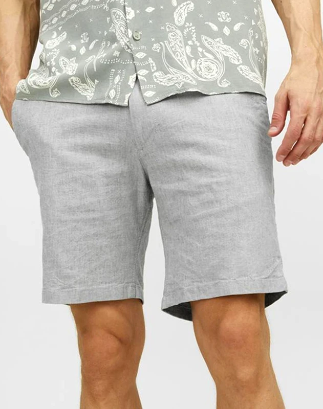 JACK&JONES JACK&JONES JPSTPALMA JJLINEN SHORTS DEK SN 12229988-Wrought Iron LightGray