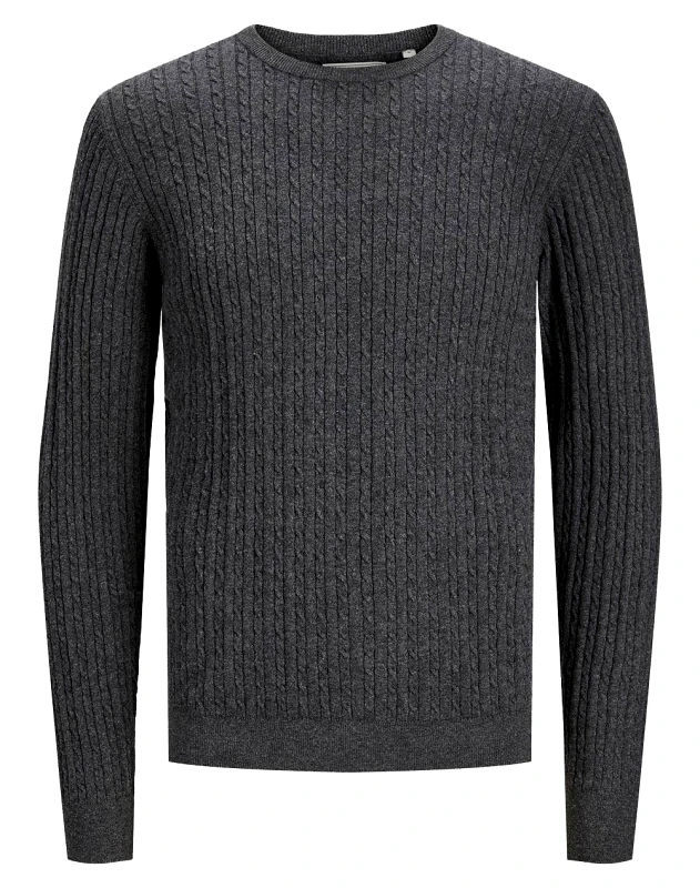 PRODUKT PRODUKT PKTORI BASIC CABLE KNIT 12243198-Dark Grey Melange DarkGray