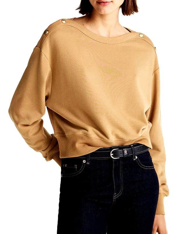 TOMMY HILFIGER TOMMY HILFIGER GOLD BTN BOAT-NK SWTSHRT WW0WW44447-RBC SandyBrown