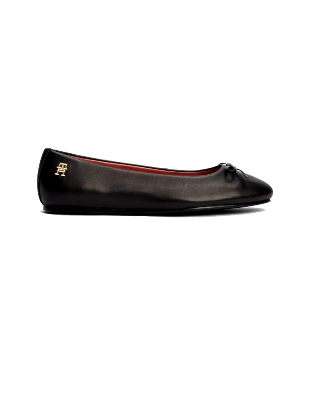 TOMMY HILFIGER TOMMY HILFIGER BALLERINA LEATHER FLAT BOW FW0FW08359-BDS Black