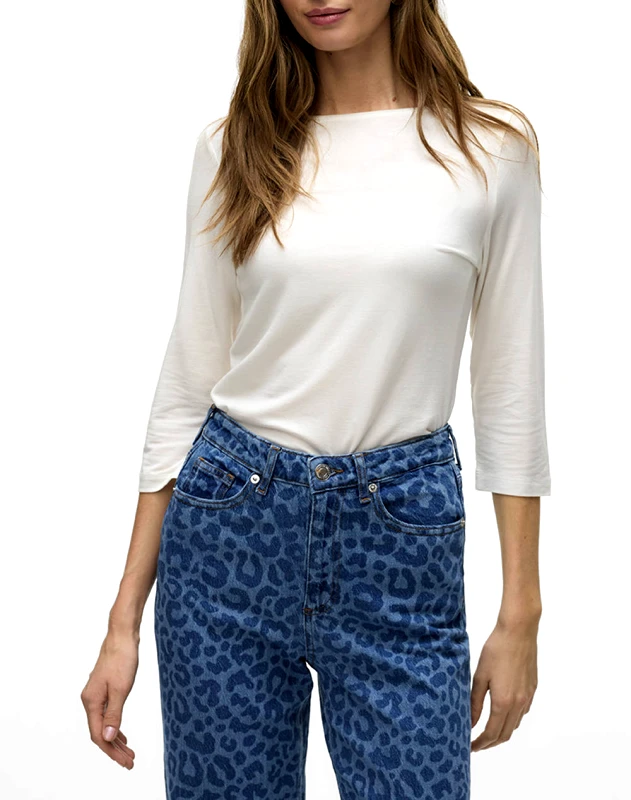 AWARE BY VERO MODA AWARE AWFIONA 3/4 BOATNECK TOP NOOS 10323423-Snow White White