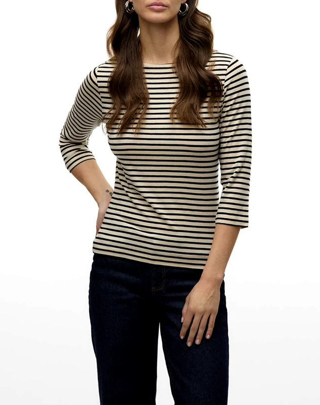 AWARE BY VERO MODA AWARE AWFIONA 3/4 BOATNECK TOP NOOS 10323423-Birch Biege