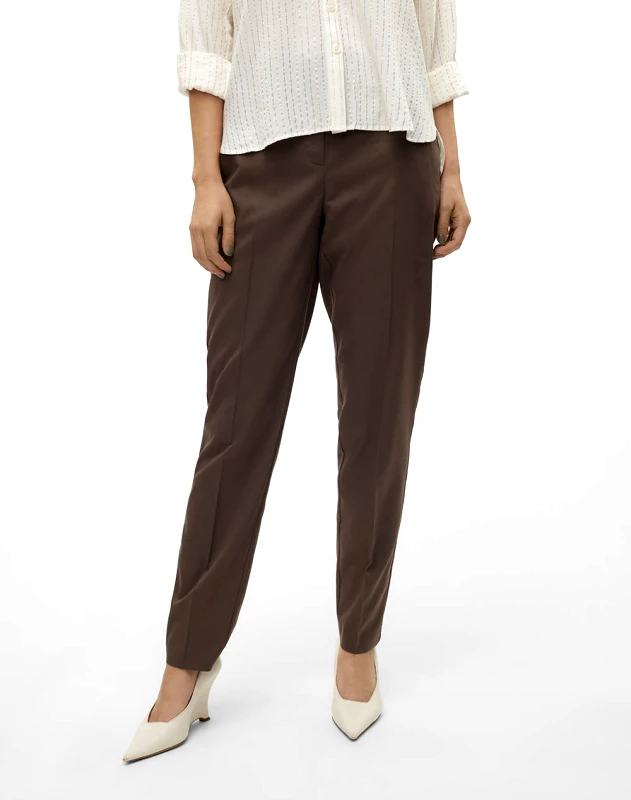 VERO MODA VERO MODA VMNILA MW TAPERED PANT NOOS 10320940-CHOCOLATE BROWN Chocolate