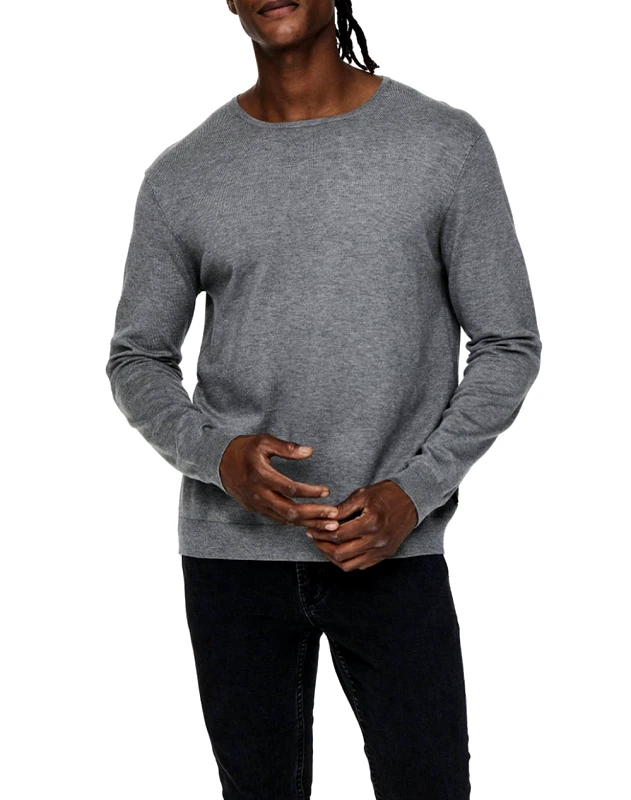 ONLY&SONS ONLY&SONS ONSWYLER LIFE REG 14 LS CREW KNIT NOOS 22020088-Medium Grey Melange LightGray