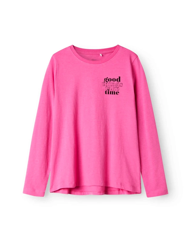 NAME IT NAME IT NKFVIOLET LS LOOSE TOP 13224950-Phlox PinkGood Things Take Time Fuchsia