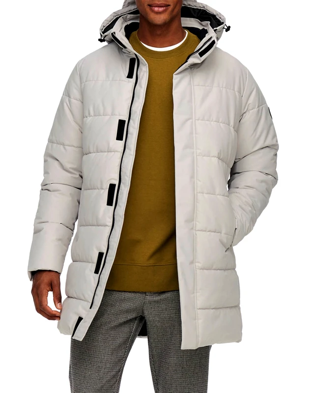 ONLY&SONS ONLY&SONS ONSCARL LIFE LONG QUILTED COAT OTW NOOS 22020156-Vapor Blue LightGray