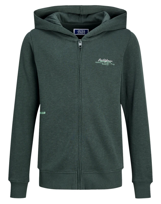 JACK&JONES JACK&JONES JJGREAT B2S LOGO SWEAT ZIP HOOD JNR 12258125-Magical Forest DarkGreen