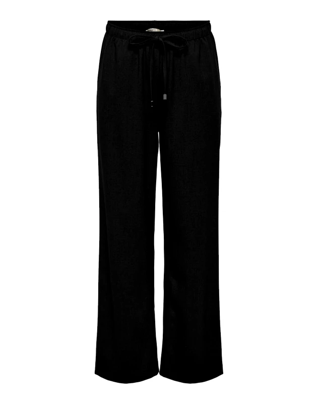 ONLY ONLY ONLISADORA REG PULL-UP WIDE PANT PNT 15331644-BLACK Black