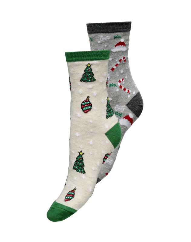 ONLY ONLY ONLCHRISTMAS 2-PACK SOCKS IN A BOX 15302308-Irish Cream Cream