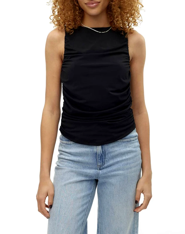 AWARE BY VERO MODA AWARE APR VMKALEA SL O NECK CROPPED TOP VMA 10308308-BLACK Black