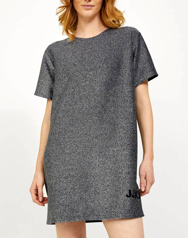 JJXX BY JACK&JONES JJXX JXANNABEL SS LOOSE EVERY GLITTER DRESS 12221900-SILVER Gray