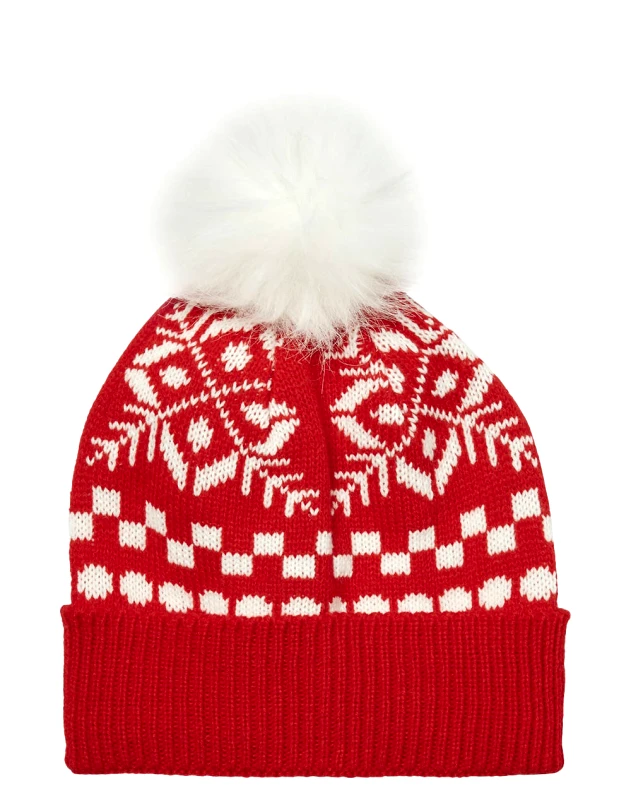 VERO MODA VERO MODA VMSNOWFLAKE PATTERN BEANIE XMAS 10272235-Chinese Red Red