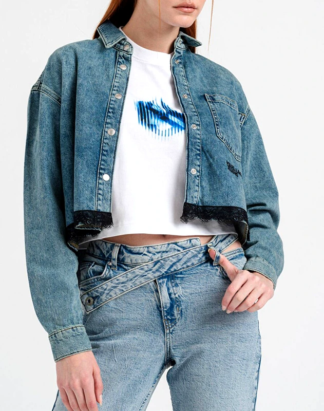 KARL LAGERFELD JEANS KARL LAGERFELD JEANS KLJ BOXY LACE SHIRT A1W11034-1HK JeanBlue