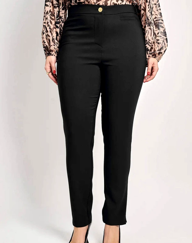 PARABITA PARABITA Παντελόνι κρεπ slim fit 012510207556-002 Black