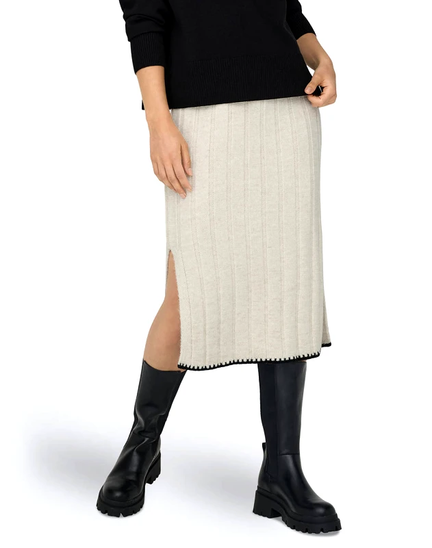 ONLY ONLY ONLCHICK STITCH MV SKIRT KNT 15330190-Pumice Stone Ecru