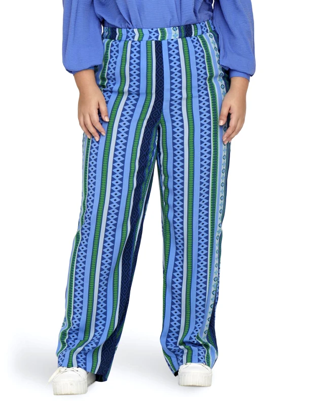 ONLY CARMAKOMA CARMACOMA BY ONLY CARMARRAKESH LIFE WIDE ANKEL PANTS 15256365-Island Green Blue