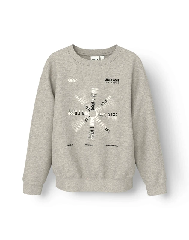 NAME IT NAME IT NKMNONEN LS NREG SWEAT BRU 13233202-Grey Melange LightGray