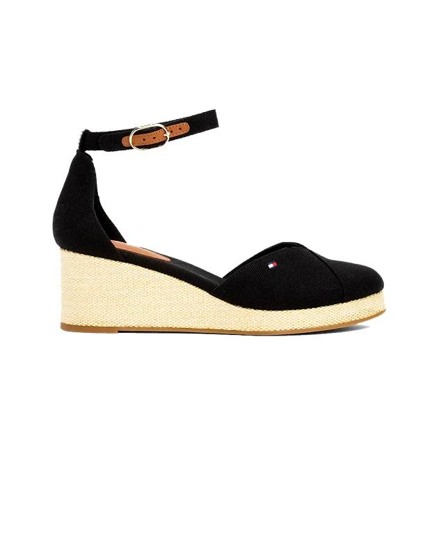 TOMMY HILFIGER TOMMY HILFIGER FLAG CLOSED TOE MID WEDGE ESPAD FW0FW08657-BDS Black