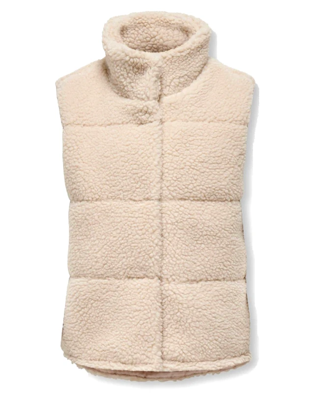 ONLY ONLY KOGSANDRA TEDDY WAISTCOAT OTW 15302297-Pumice Stone Ecru