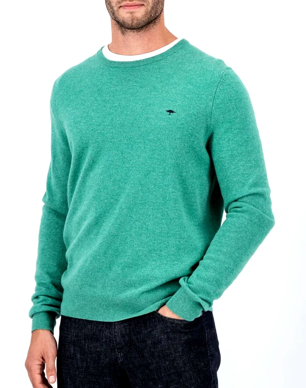 FYNCH-HATTON FYNCH HATTON O-Neck, Merino Cashmere 1414 800-721 Green
