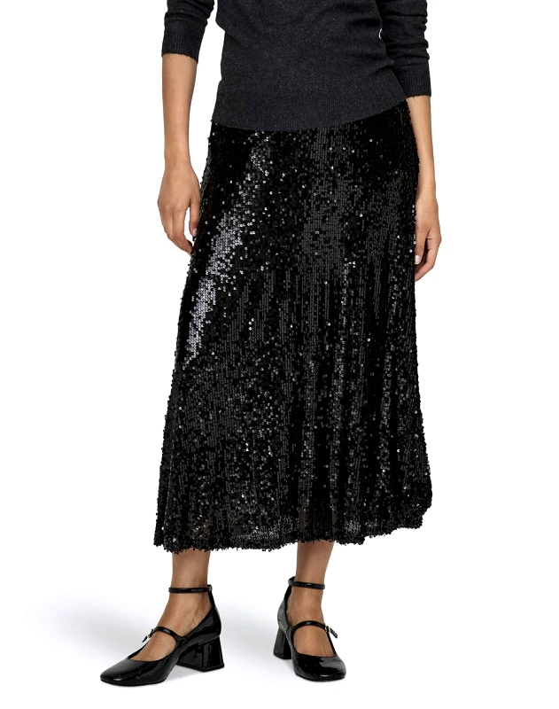 ONLY ONLY ONLCARIN SEQUINS A-SHAPE SKIRT WVN 15332682-BLACK Black