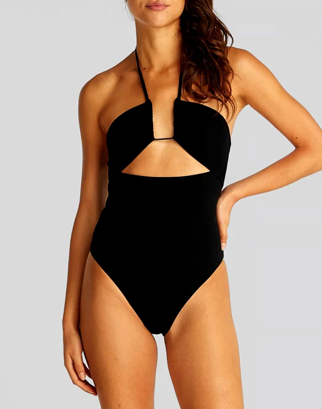 CALVIN KLEIN CALVIN KLEIN JEANS PLUNGE ONE PIECE -RP KW0KW02813-BEH Black