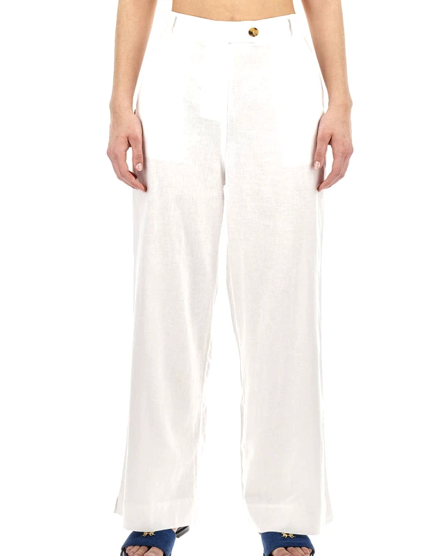 LA MARTINA LA MARTINA ΠΑΝΤΕΛΟΝΙ WOMAN PANT VISCOSE LINEN 3LMWAT001-00001 White