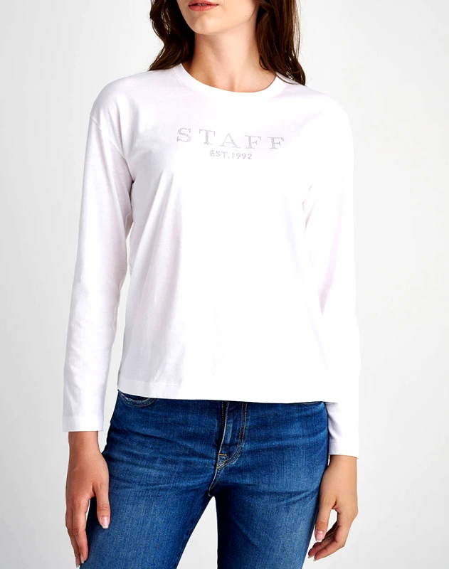 STAFF STAFF Liza T-Shirt Longsleeve 100%Cot 63-304.052-Ν0010 White